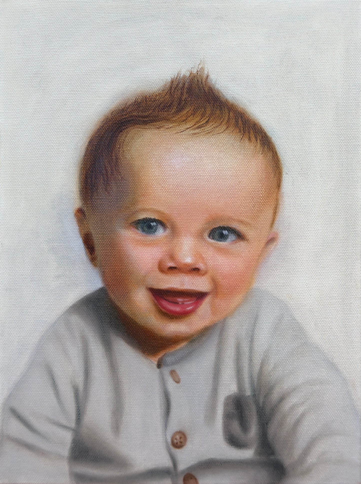 Painting of a baby with a textured background