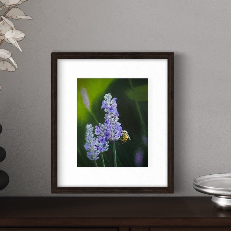 Floral Artwork | A Tiny Visitor | Lavender Oil Painting