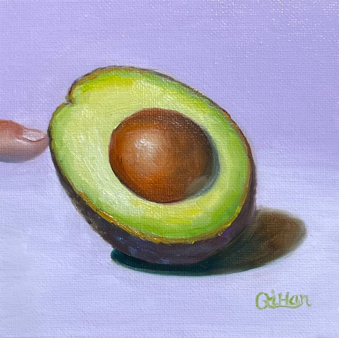 Still Life Artwork , Funny Avocado, Oil Painting
