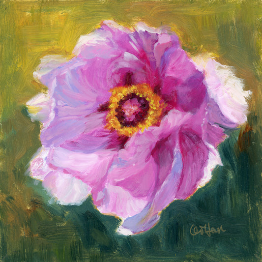 Floral Artwork | Velvet Solitude | Violet Peony Oil Painting
