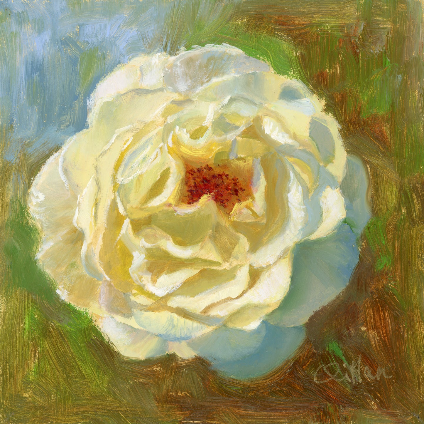 Floral Artwork | Soft Whispers | White Rose Oil Painting