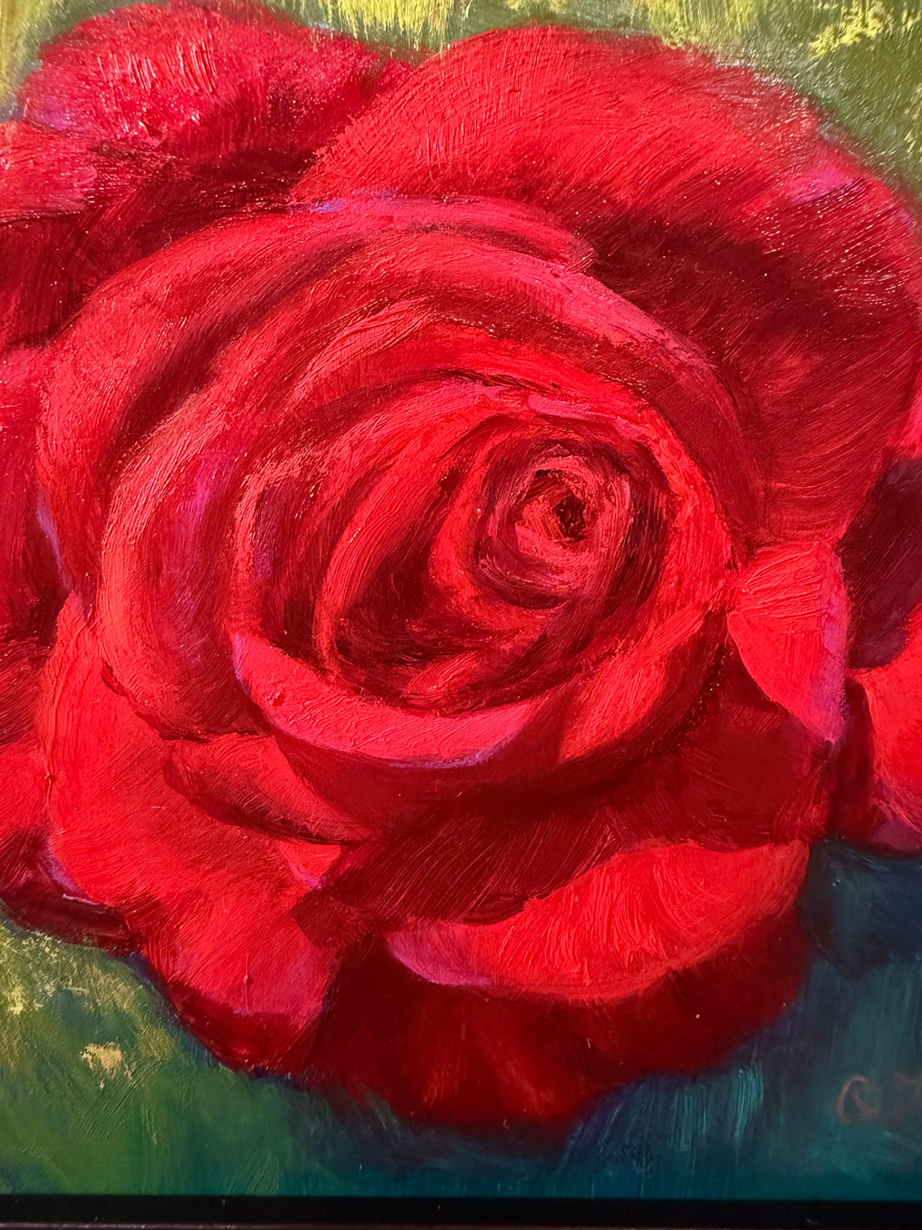 Crimson Rapture - Red Rose Oil Painting – Qi Han Art Studio