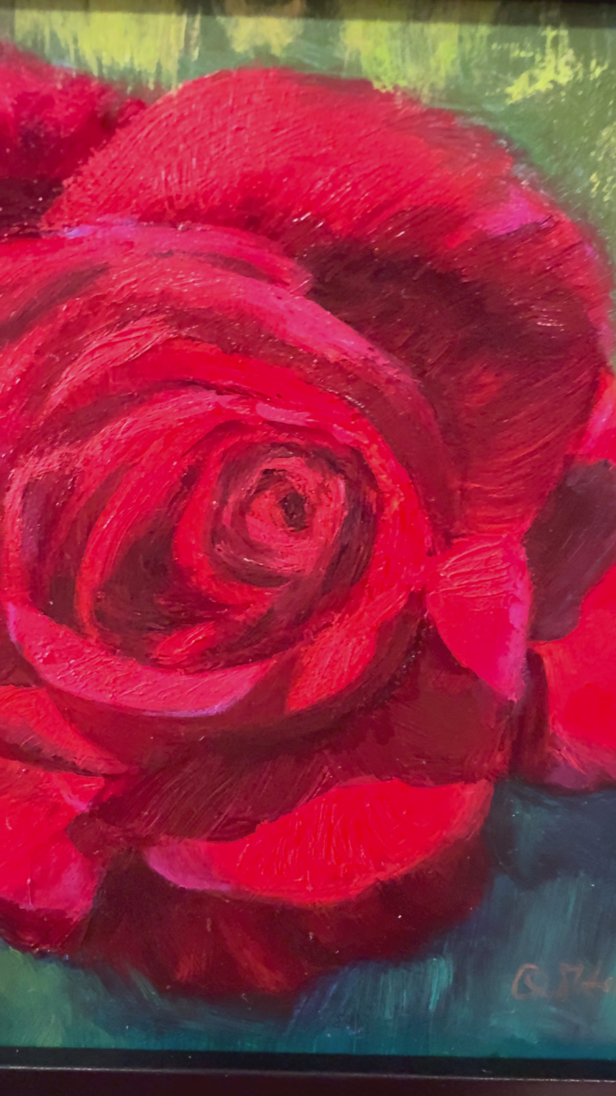 Crimson Rapture - Red Rose Oil Painting – Qi Han Art Studio