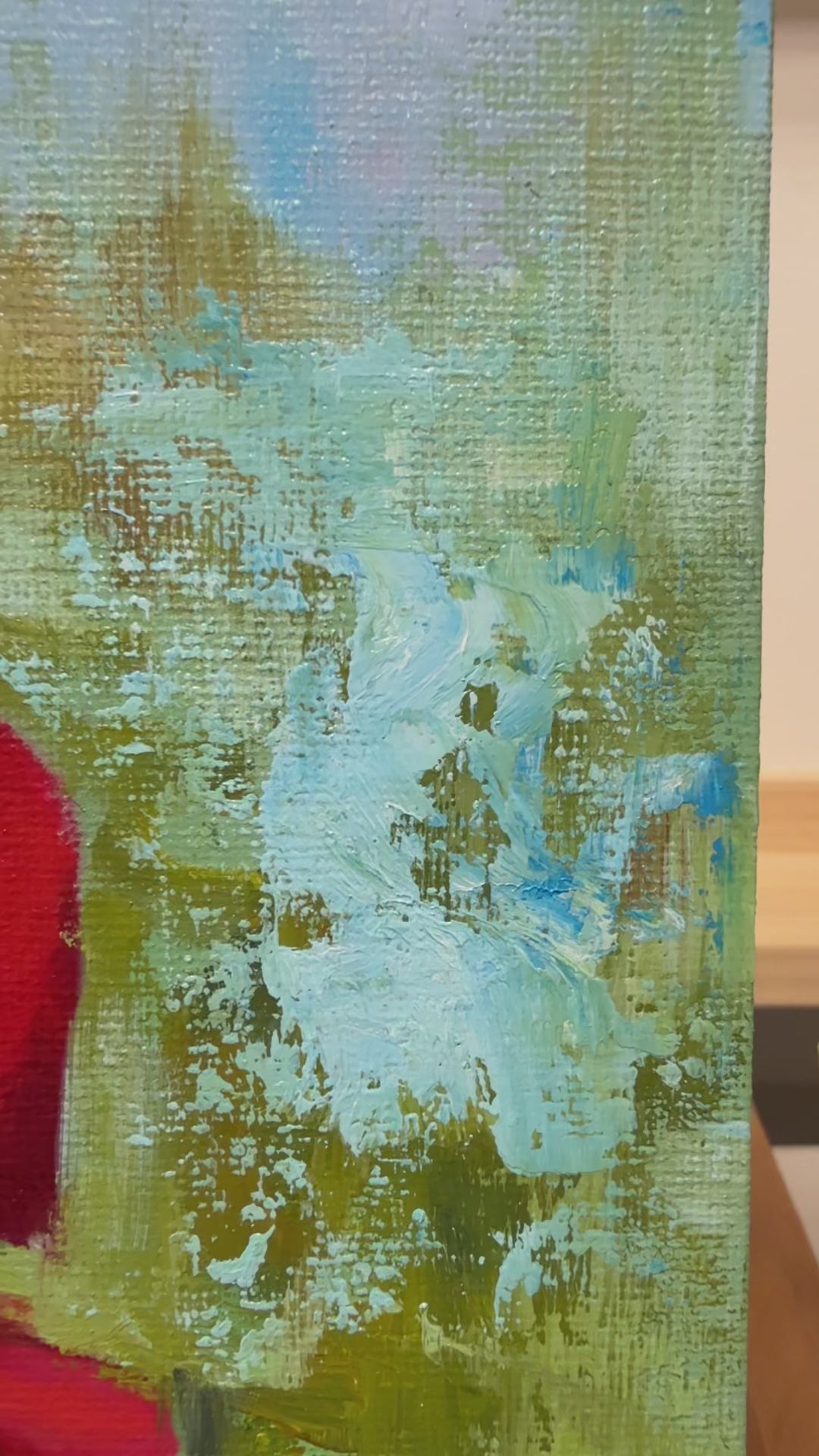 Floral Artwork | Crimson Rapture | Red Rose Oil Painting – Qi Han