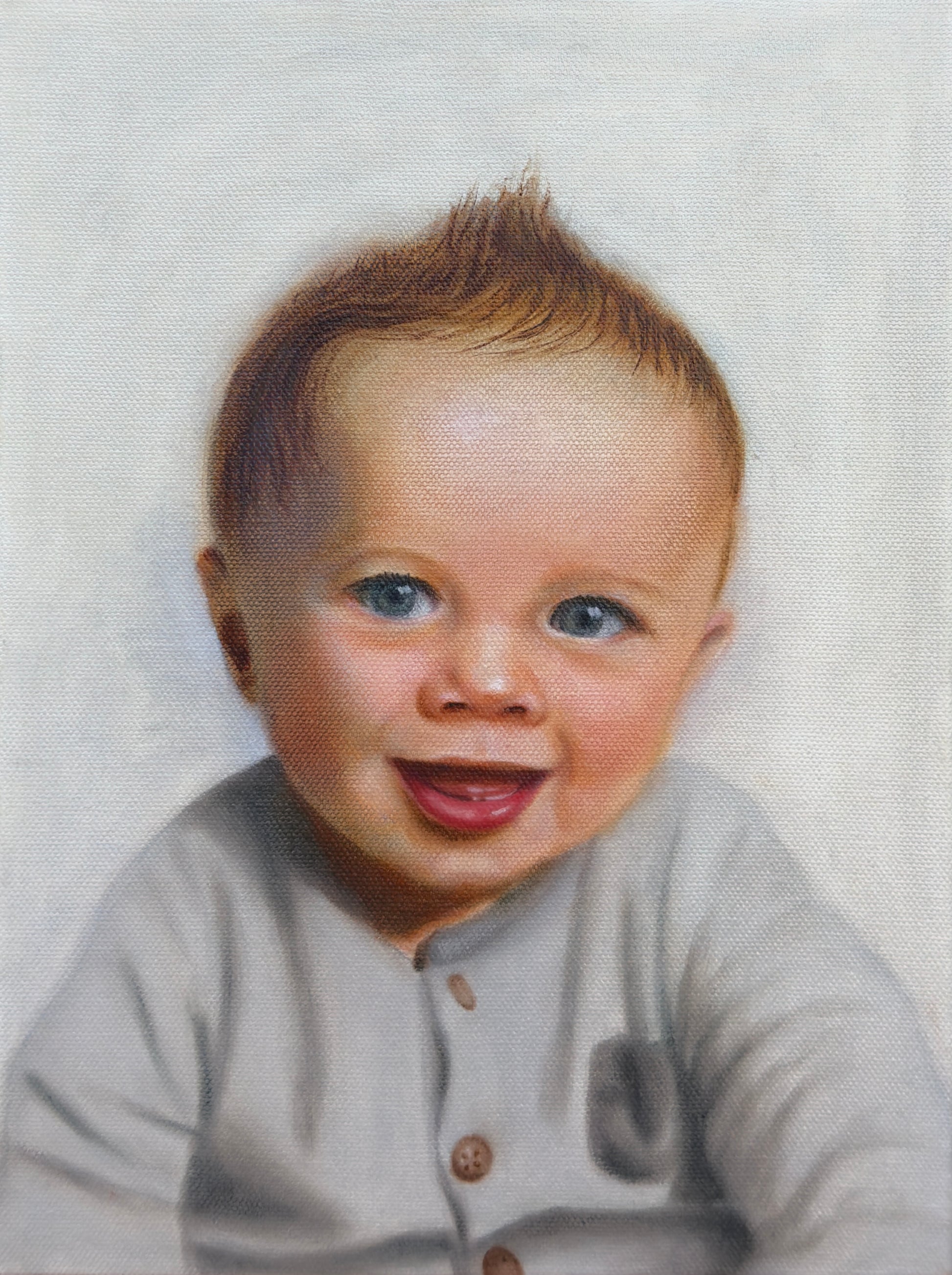 Painting of a baby with a textured background