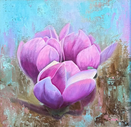 Floral Artwork | Magenta Symphony | Magnolia Oil Painting