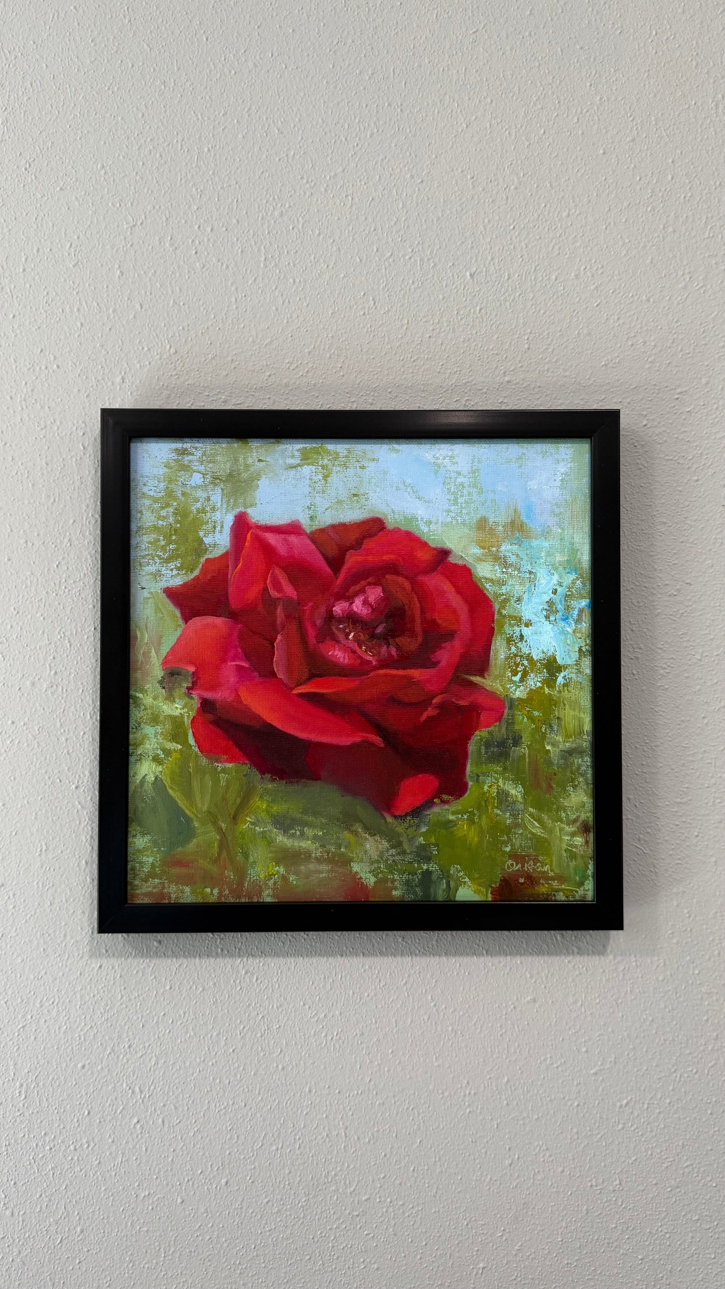 Floral Artwork | Crimson Rapture | Red Rose Oil Painting