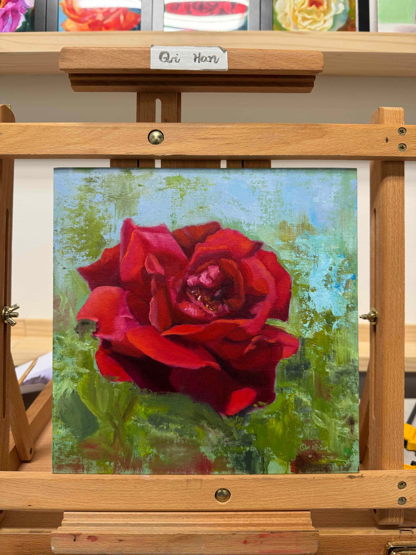 Floral Artwork | Crimson Rapture | Red Rose Oil Painting