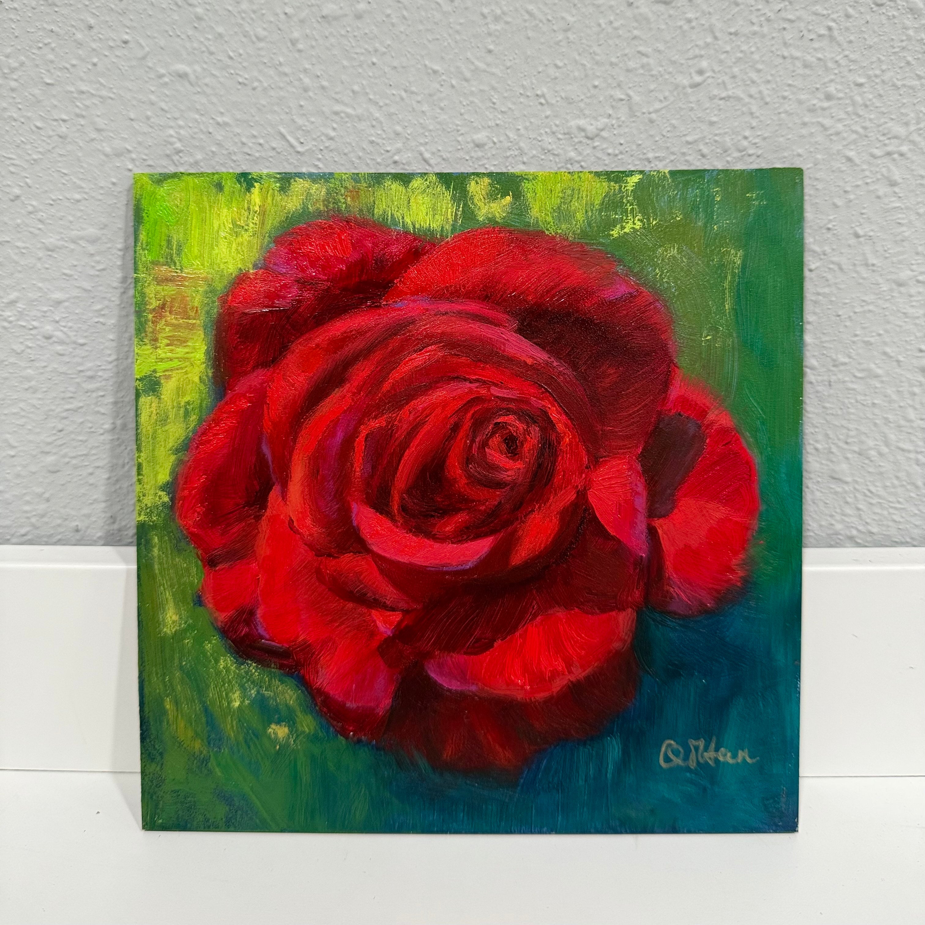 Crimson Rapture - Red Rose Oil Painting – Qi Han Art Studio