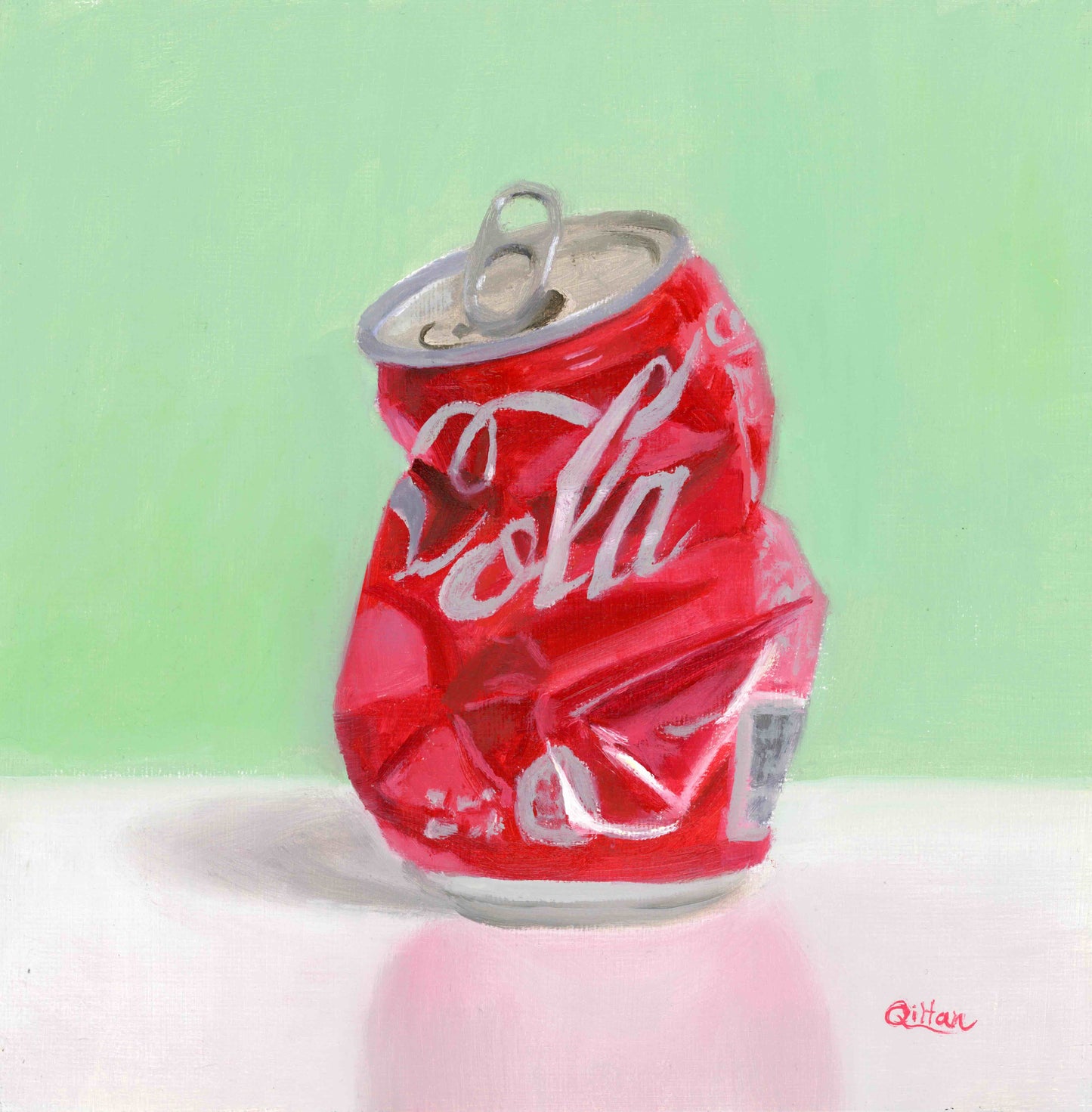 Still Life Artwork, Crushed Coke Can, Oil Painting